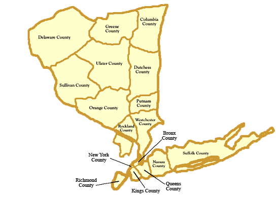 A map displaying the residential areas covered by Hudson Valley Appraisal Corporation