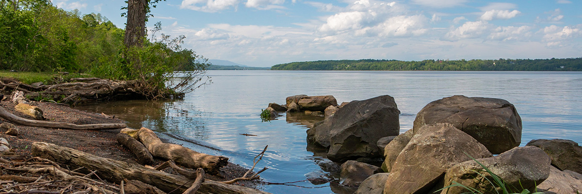 A photo along the shore of the Hudson River